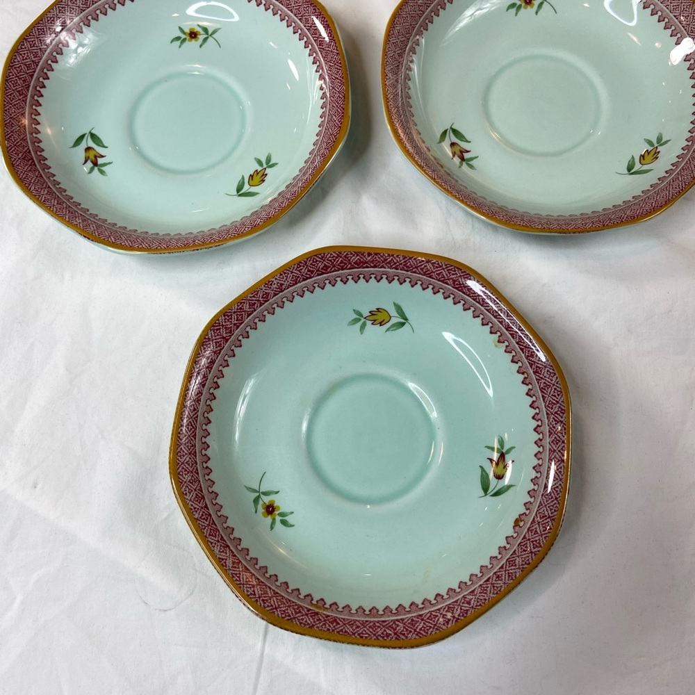 Adams‎ Calyx Ware Lowestoft Ironstone 7 tea saucers Vintage